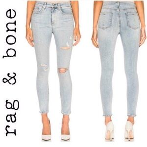 Rag & bone High Rise Waisted Light Wash Distressed
Ankle Skinny Jeans Norlet 27